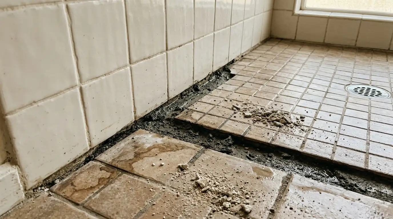 Ceiling stain below an upstairs shower in Los Angeles