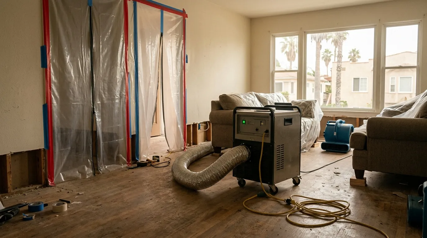 Thermal fogger releasing deodorizer in an empty hallway