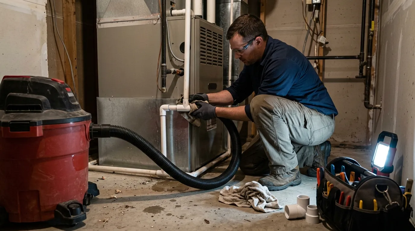 Attic air handler with an overflowing drain pan